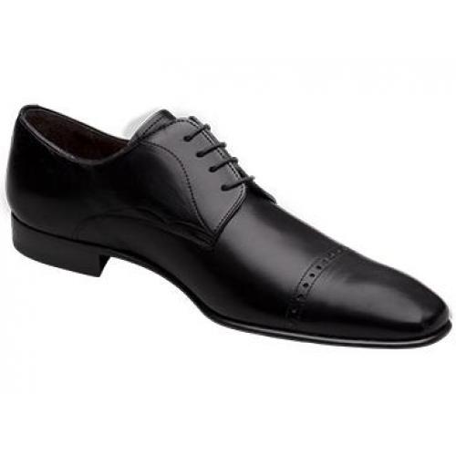 Mezlan "Milton" Black Genuine Italian Calfskin Cap Toe Shoes.